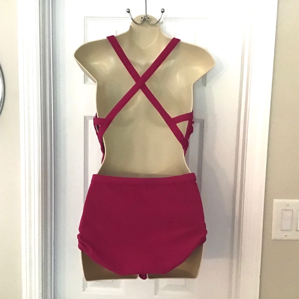 Coastal Blue Pink Mesh Side One Piece Swimsuit Size X Large - Picture 3 of 7